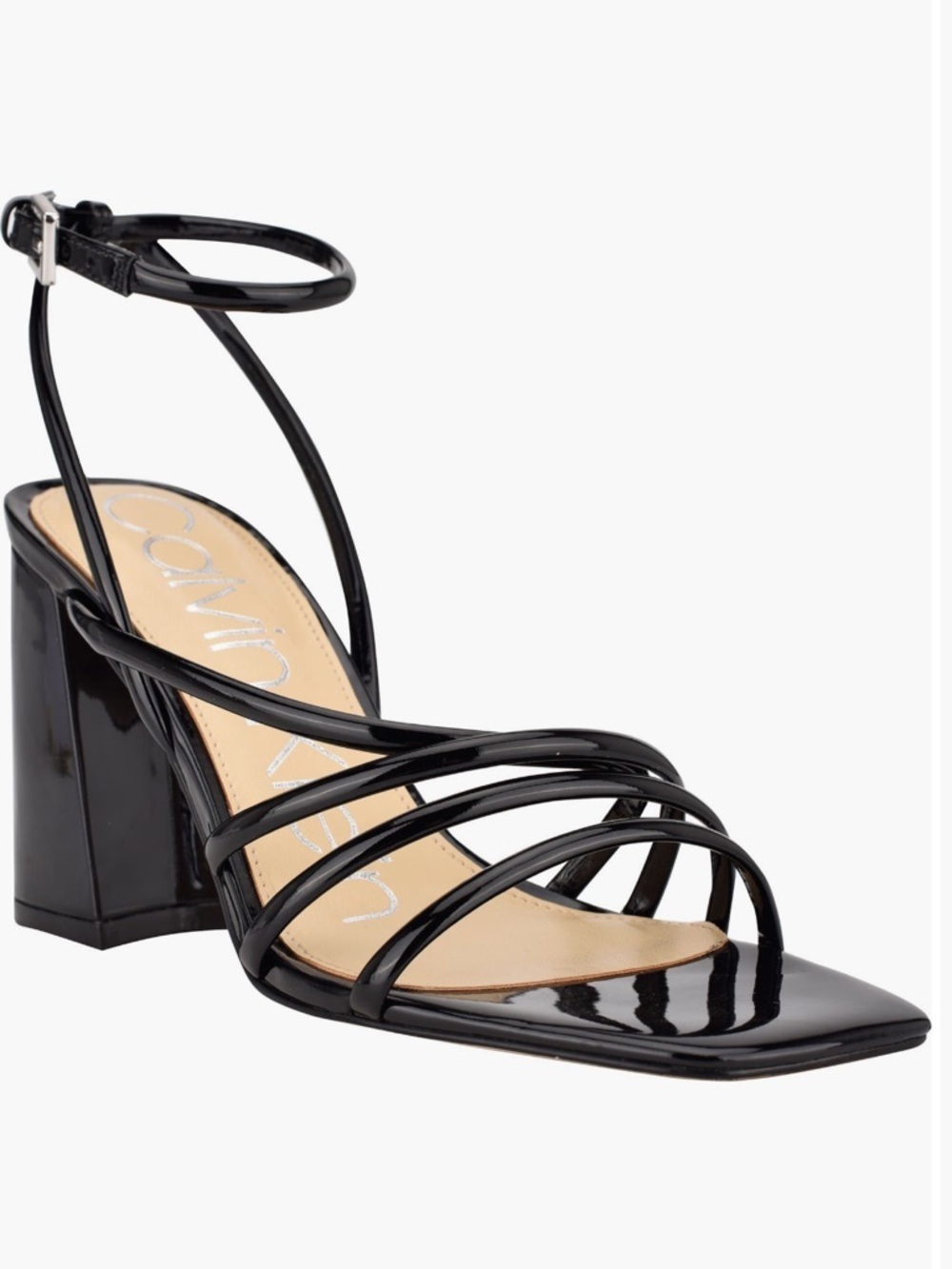 NWT Calvin Klein Quen Ankle Strap Block Heel Sandal